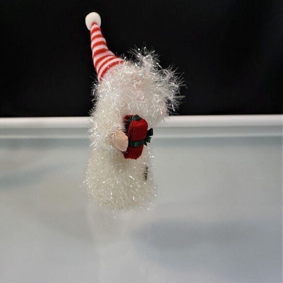 Frosted Snowman Santa Feathered Tinsel Glittery Christmas Ornament - Picture 3 of 7